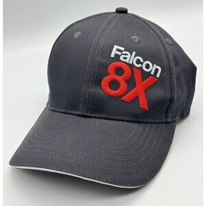 Dassault Falcon 8X Charcoal Gray Adjustable Embroidered Baseball Cap Hat